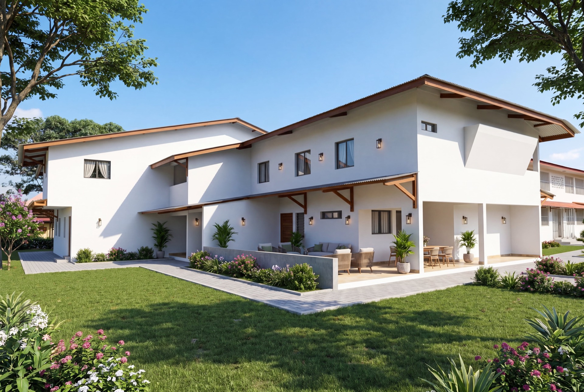 Résidence locative moderne avec jardin paysager